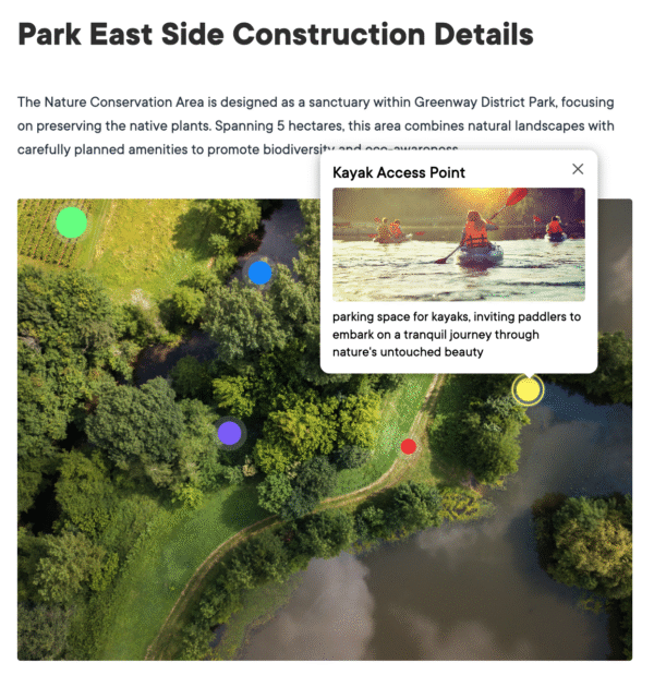 Overview of a nature conservation area with water bodies and green landscapes.