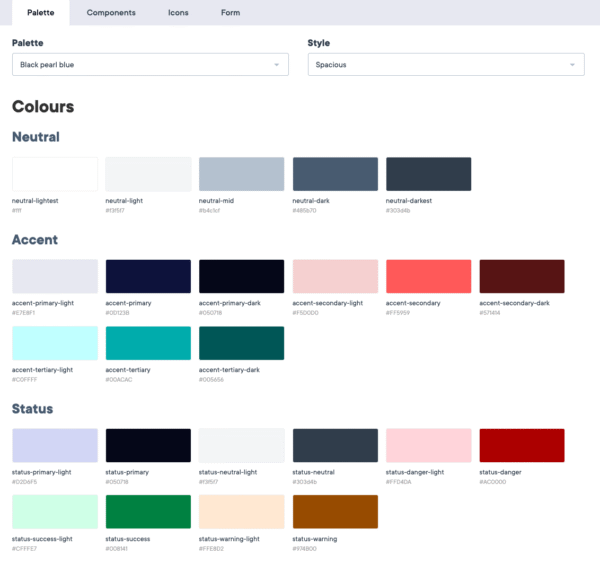 User interface displaying a color palette selection with various color options.