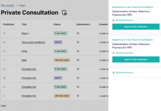 Screenshot displaying a private consultation page with various site content options.