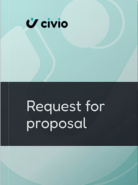 Cover of a Request for Proposal document featuring the Civio logo and a light blue design.