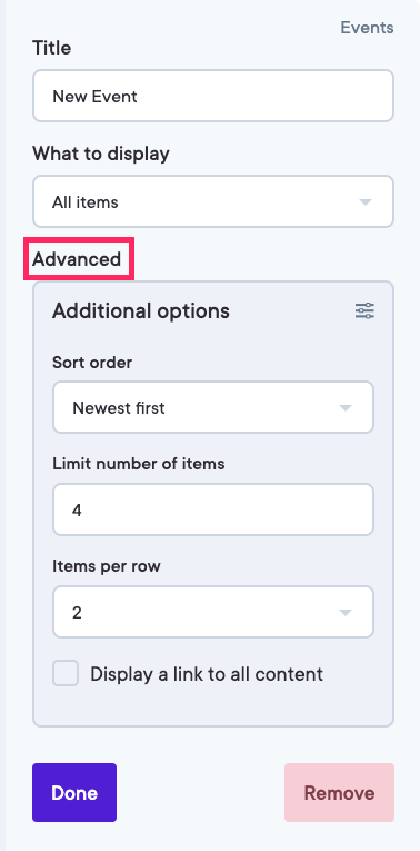 Advanced settings screenshot